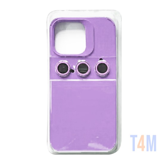 Capa de Silicone com Conjunto de Vidro de Câmera Separado para Apple iPhone 15 Pro Max Roxo